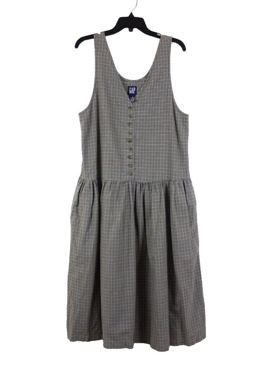 Vintage Dresses & Skirts - Vintage 90s GAP Button Up Jumper Maxi Dress  Cottagecore Plaid